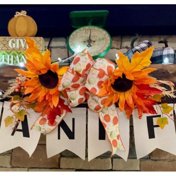 Fall Sunflower Lantern Swag: Autumn Mantle Centerpiece - Picture 6 of 10